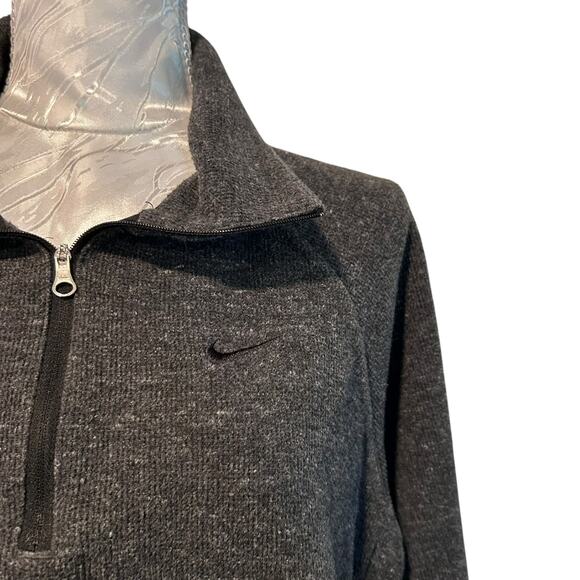 Nike Gray Knit Jacket Womens Sz Medium Quarter Zip Cotton Blend Sport Fitness - Picture 7 of 16
